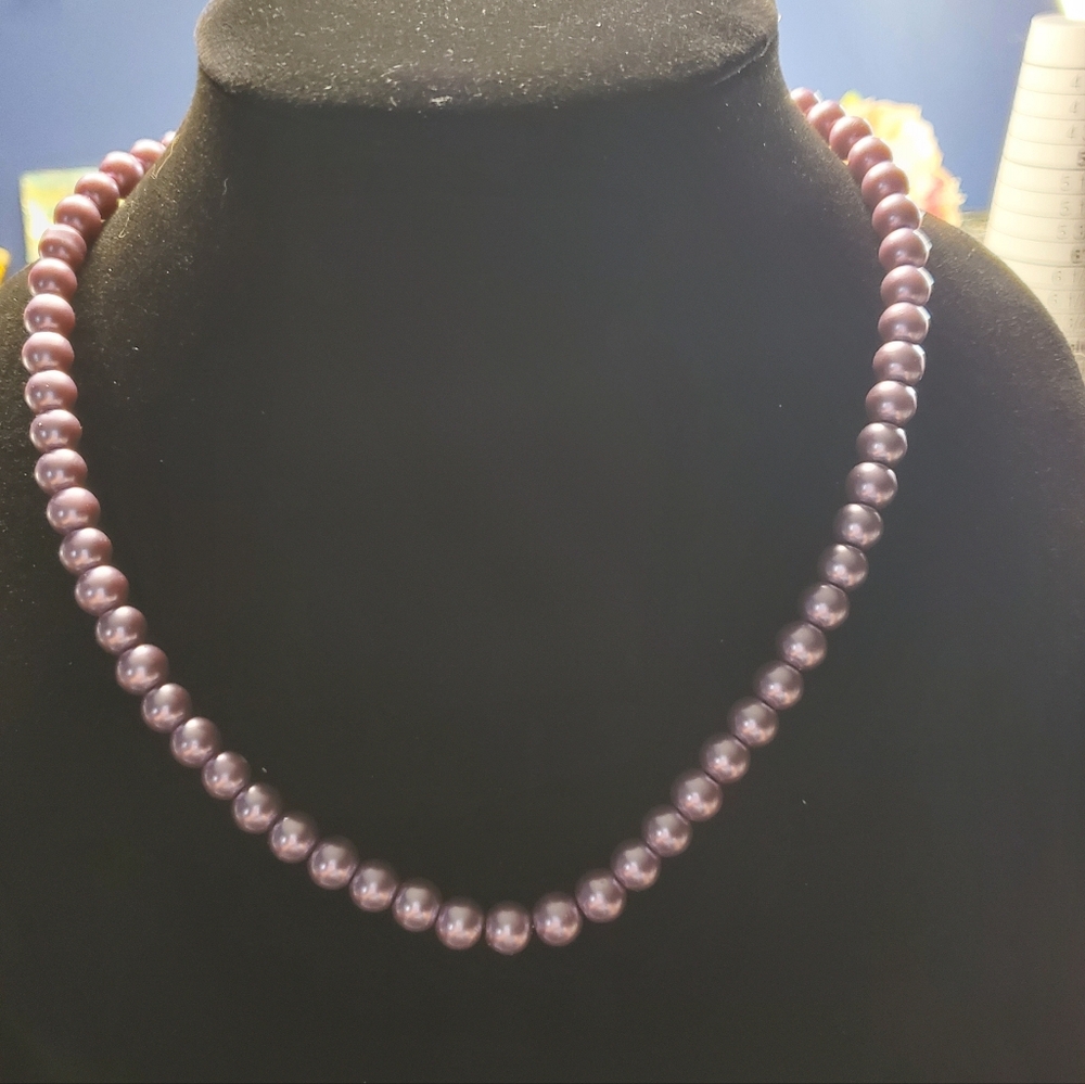 Nwt Light Violet Faux Pearl 19" Necklace & Hook Earrings.
